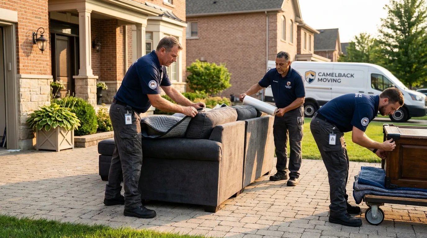 Large estate moving crew wrapping furniture in Ridgeville, SC